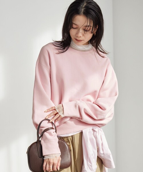 green label relaxing（グリーンレーベルリラクシング）の「［size SHORTあり］フォルム クルー スウェット（スウェット・レディース・ナチュラル/ダークグレー/ピンク/ライトブルー・SHORT/FREE）」の20枚目の写真