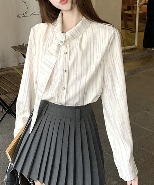SallyLunn(サリーラン)の「マーブルリボン襟ブラウス(シャツ/ブラウス・レディース・ホワイト・MEDIUM/LARGE/X-LARGE)」の4枚目の写真