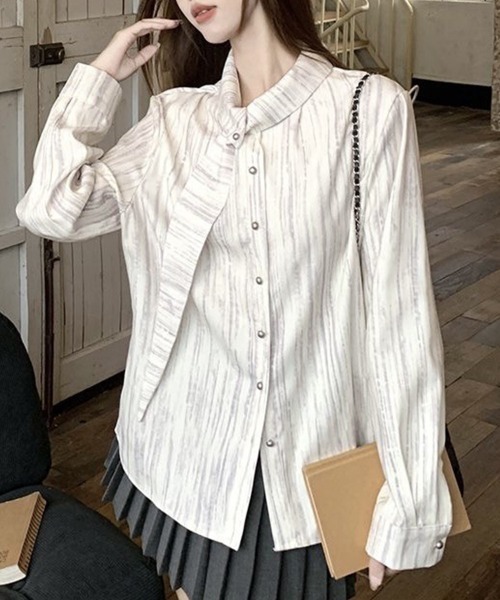 SallyLunn(サリーラン)の「マーブルリボン襟ブラウス(シャツ/ブラウス・レディース・ホワイト・MEDIUM/LARGE/X-LARGE)」の5枚目の写真