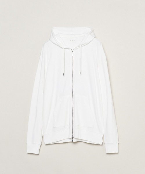 three dots(スリードッツ)の「スフレコットン ジップフーディ(パーカー・メンズ・ホワイト・SMALL/MEDIUM/LARGE)」の1枚目の写真