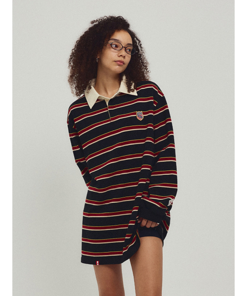 MENASOO(ミナス)の「Menasoo Stripe Rugby T Shirt_Black(ポロシャツ・レディース・ブラック・F)」の3枚目の写真