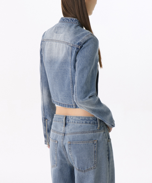 MUSINSA STANDARD WOMAN（ムシンサスタンダードウーマン）の「ウィメンズデニムレーサージャケット[ライトインディゴ]（デニムジャケット・レディース・その他・S/M/L）」の2枚目の写真