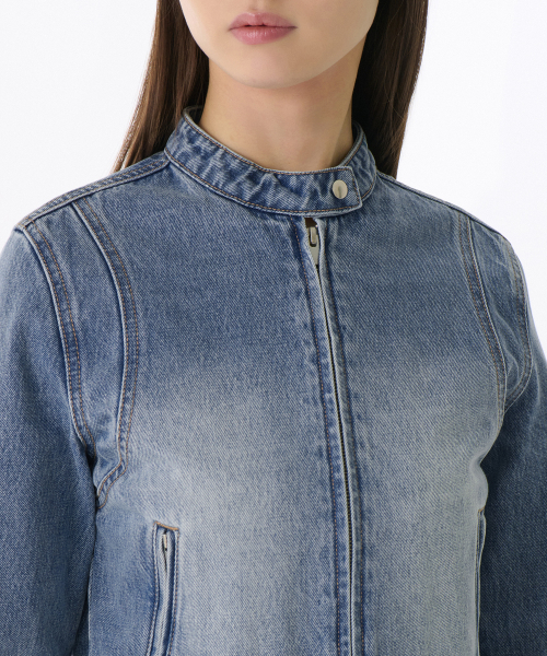 MUSINSA STANDARD WOMAN（ムシンサスタンダードウーマン）の「ウィメンズデニムレーサージャケット[ライトインディゴ]（デニムジャケット・レディース・その他・S/M/L）」の3枚目の写真