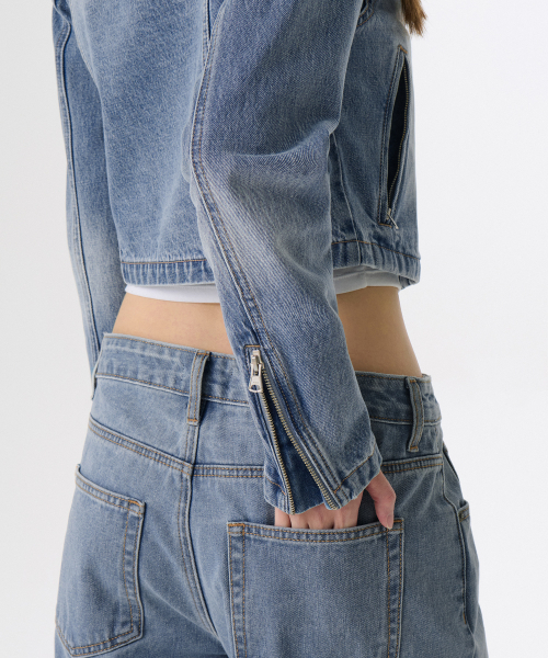 MUSINSA STANDARD WOMAN（ムシンサスタンダードウーマン）の「ウィメンズデニムレーサージャケット[ライトインディゴ]（デニムジャケット・レディース・その他・S/M/L）」の6枚目の写真
