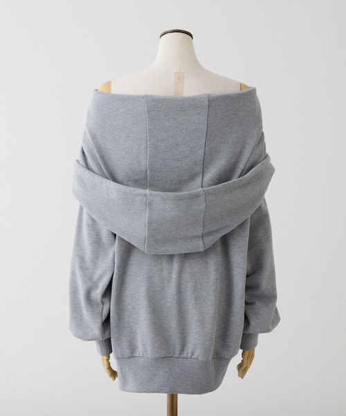 one after another NICE CLAUP（ワンアフターアナザーナイスクラップ）の「フード付きオフショルパーカーワンピース（パーカー・レディース・ピンク/オフホワイト/杢グレー・FREE）」の9枚目の写真