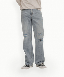 GOLDPERCENT（ゴールドパーセント）の「タイムレス セミワイドフィット ダメージポイント グレー ブルーデニム（ブルー、MEN）（デニムパンツ）」