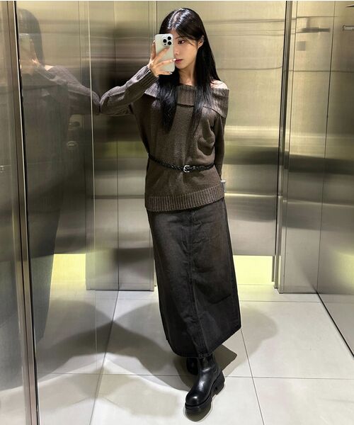 MUSINSA STANDARD WOMAN（ムシンサスタンダードウーマン）の「ウィメンズデニムマキシスカート[ラスティブラック]（スカート・レディース・その他・LARGE/MEDIUM/SMALL/X-SMALL）」の8枚目の写真