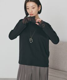 袖チュールレイヤードプルオーバー