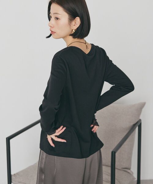 AMERICAN HOLIC（アメリカンホリック）の「袖チュールレイヤードプルオーバー（Tシャツ/カットソー・レディース・その他7/オフホワイト/ブラック・L/M）」の7枚目の写真