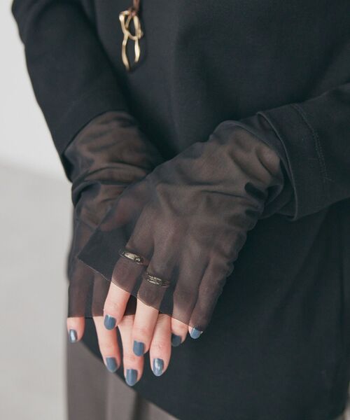 AMERICAN HOLIC（アメリカンホリック）の「袖チュールレイヤードプルオーバー（Tシャツ/カットソー・レディース・その他7/オフホワイト/ブラック・L/M）」の10枚目の写真