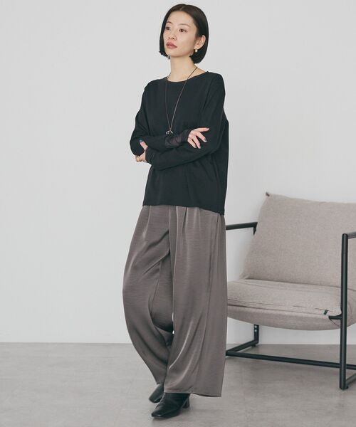 AMERICAN HOLIC（アメリカンホリック）の「袖チュールレイヤードプルオーバー（Tシャツ/カットソー・レディース・その他7/オフホワイト/ブラック・L/M）」の11枚目の写真