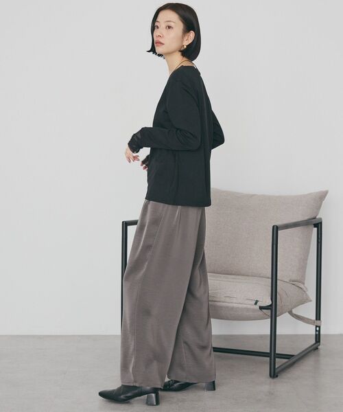 AMERICAN HOLIC（アメリカンホリック）の「袖チュールレイヤードプルオーバー（Tシャツ/カットソー・レディース・その他7/オフホワイト/ブラック・L/M）」の12枚目の写真