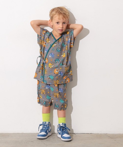 Ocean&Ground(オーシャン&グラウンド)の「パイピングワイド甚平スーツ(浴衣・キッズ・アニマル/グリーン・140/130/120/110/100/90)」の10枚目の写真