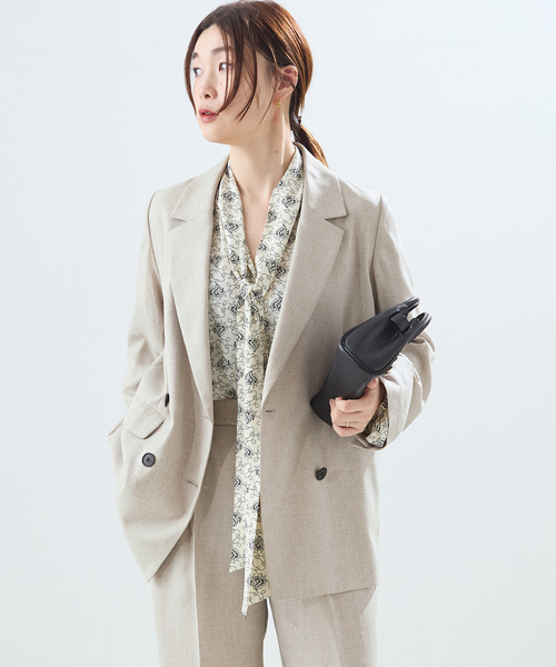 journal standard L'essage(ジャーナルスタンダードレサージュ)の「アイアスダブルブレステッドジャケット(テーラードジャケット・レディース・チャコールグレー/ベージュ・36/38)」の7枚目の写真