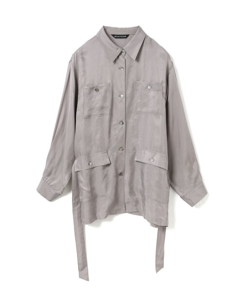 mizuiroind（ミズイロインド）の「mizuiro ind キュプラフィールドシャツジャケット（その他アウター・レディース・グリーン/ブラック/グレー/ネイビー・FREE）」の3枚目の写真