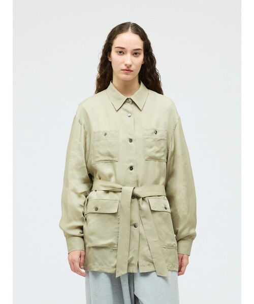 mizuiroind（ミズイロインド）の「mizuiro ind キュプラフィールドシャツジャケット（その他アウター・レディース・グリーン/ブラック/グレー/ネイビー・FREE）」の4枚目の写真