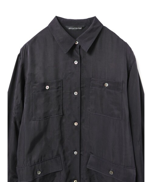 mizuiroind（ミズイロインド）の「mizuiro ind キュプラフィールドシャツジャケット（その他アウター・レディース・グリーン/ブラック/グレー/ネイビー・FREE）」の7枚目の写真