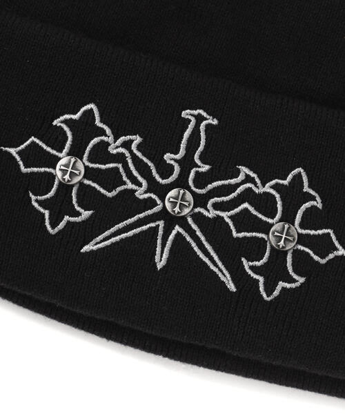 UNKNOWN LONDON（アンノウン・ロンドン）の「UNKNOWNLONDON/アンノウンロンドン/Dagger Cross Embroidery Beanie（ニットキャップ/ビーニー・レディース・ブラック・F）」の4枚目の写真