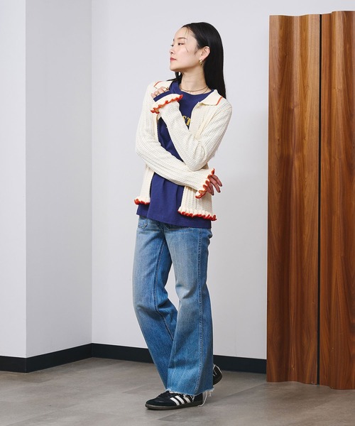 ROSE BUD（ローズバッド）の「RUFFLED KNIT CARDIGAN（カーディガン/ボレロ・レディース・ホワイト/グレー・ONE SIZE）」の8枚目の写真