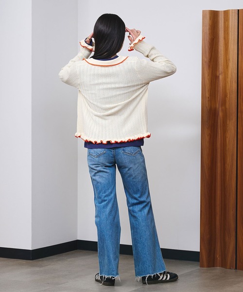 ROSE BUD（ローズバッド）の「RUFFLED KNIT CARDIGAN（カーディガン/ボレロ・レディース・ホワイト/グレー・ONE SIZE）」の9枚目の写真