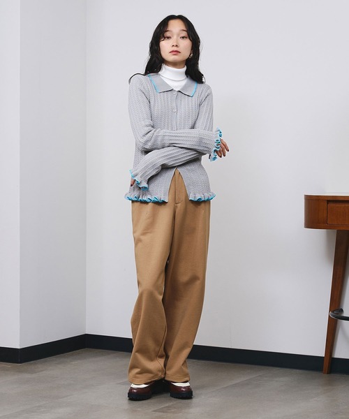 ROSE BUD（ローズバッド）の「RUFFLED KNIT CARDIGAN（カーディガン/ボレロ・レディース・ホワイト/グレー・ONE SIZE）」の15枚目の写真