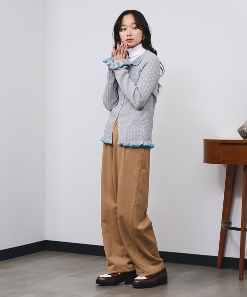 ROSE BUD（ローズバッド）の「RUFFLED KNIT CARDIGAN（カーディガン/ボレロ・レディース・ホワイト/グレー・ONE SIZE）」の16枚目の写真