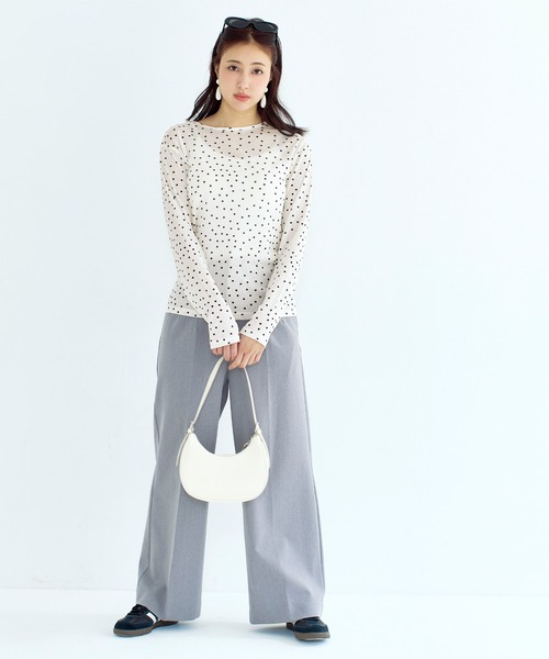 coca(coca)(コカ)の「シアージョーゼット長袖トップス(Tシャツ/カットソー・レディース・ブラック/ライトピンク/ドット/ホワイト・L/M/S)」の19枚目の写真
