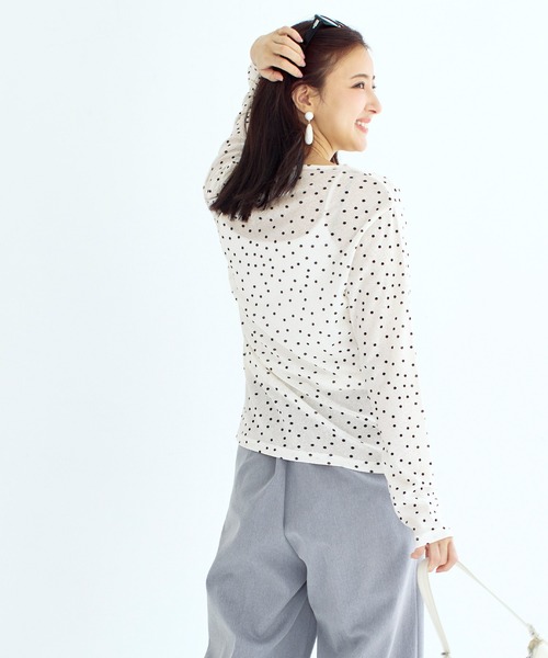 coca(coca)(コカ)の「シアージョーゼット長袖トップス(Tシャツ/カットソー・レディース・ブラック/ライトピンク/ドット/ホワイト・L/M/S)」の20枚目の写真