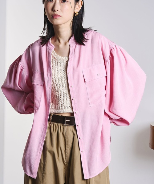 ROSE BUD（ローズバッド）の「(GENE HEAVENS)COTTON PEARL BUTTON SHIRT（シャツ/ブラウス・レディース・ブラック/ピンク/ブルー/オフホワイト・ONE SIZE）」の4枚目の写真