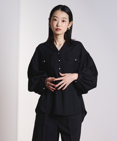 ROSE BUD（ローズバッド）の「(GENE HEAVENS)COTTON PEARL BUTTON SHIRT（シャツ/ブラウス・レディース・ブラック/ピンク/ブルー/オフホワイト・ONE SIZE）」の12枚目の写真