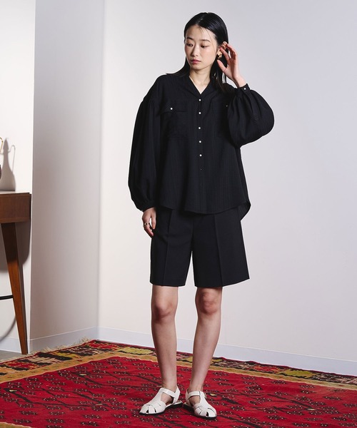 ROSE BUD（ローズバッド）の「(GENE HEAVENS)COTTON PEARL BUTTON SHIRT（シャツ/ブラウス・レディース・ブラック/ピンク/ブルー/オフホワイト・ONE SIZE）」の16枚目の写真