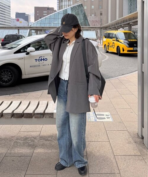 ear PAPILLONNER(イアパピヨネ)の「ピンストライプジャケット【SUM1 STYLE】(その他アウター・レディース・グレー・FREE)」の1枚目の写真