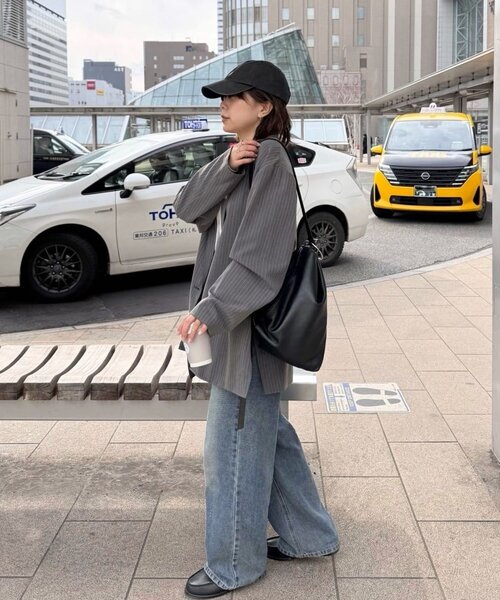 ear PAPILLONNER(イアパピヨネ)の「ピンストライプジャケット【SUM1 STYLE】(その他アウター・レディース・グレー・FREE)」の2枚目の写真