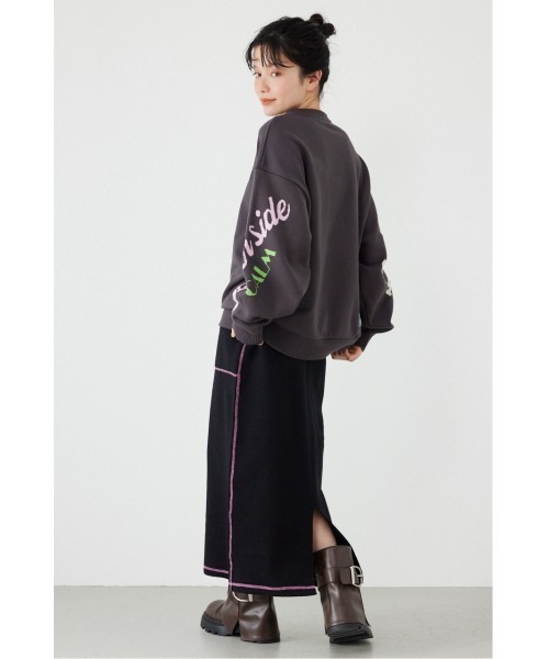 RODEO CROWNS WIDE BOWL（ロデオクラウンズワイドボウル）の「スウェットライクサイドステッチニットスカート（スカート・レディース・ライトイエロー/ブラック/グレー×ホワイト/ライトパープル・FREE）」の17枚目の写真