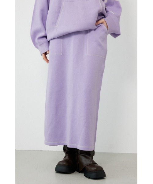 RODEO CROWNS WIDE BOWL（ロデオクラウンズワイドボウル）の「スウェットライクサイドステッチニットスカート（スカート・レディース・ライトイエロー/ブラック/グレー×ホワイト/ライトパープル・FREE）」の18枚目の写真