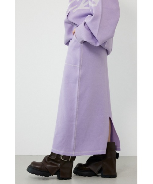 RODEO CROWNS WIDE BOWL（ロデオクラウンズワイドボウル）の「スウェットライクサイドステッチニットスカート（スカート・レディース・ライトイエロー/ブラック/グレー×ホワイト/ライトパープル・FREE）」の19枚目の写真