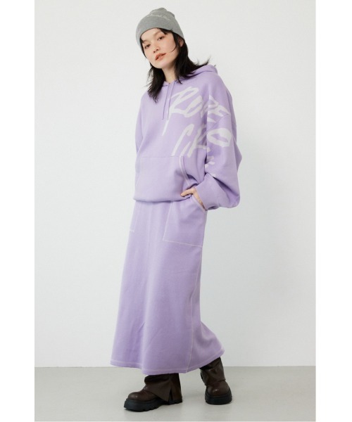 RODEO CROWNS WIDE BOWL（ロデオクラウンズワイドボウル）の「スウェットライクサイドステッチニットスカート（スカート・レディース・ライトイエロー/ブラック/グレー×ホワイト/ライトパープル・FREE）」の21枚目の写真