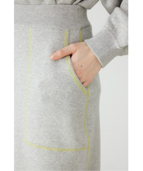 RODEO CROWNS WIDE BOWL（ロデオクラウンズワイドボウル）の「スウェットライクサイドステッチニットスカート（スカート・レディース・ライトイエロー/ブラック/グレー×ホワイト/ライトパープル・FREE）」の5枚目の写真