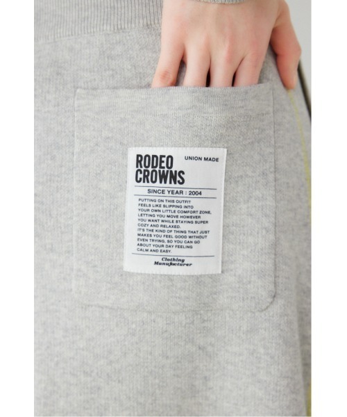 RODEO CROWNS WIDE BOWL（ロデオクラウンズワイドボウル）の「スウェットライクサイドステッチニットスカート（スカート・レディース・ライトイエロー/ブラック/グレー×ホワイト/ライトパープル・FREE）」の6枚目の写真