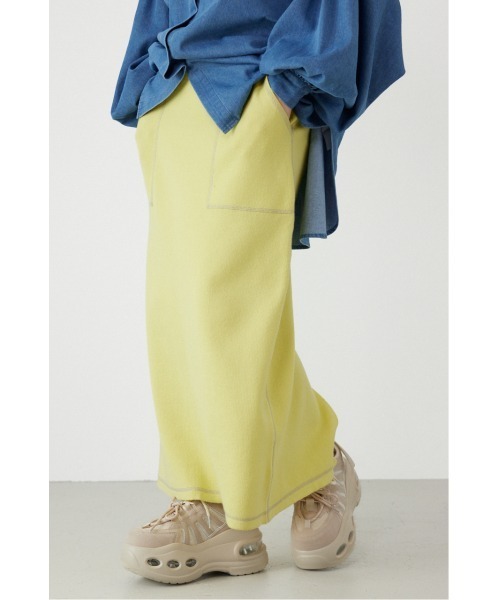 RODEO CROWNS WIDE BOWL（ロデオクラウンズワイドボウル）の「スウェットライクサイドステッチニットスカート（スカート・レディース・ライトイエロー/ブラック/グレー×ホワイト/ライトパープル・FREE）」の8枚目の写真