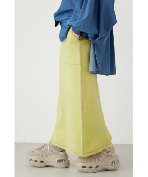 RODEO CROWNS WIDE BOWL（ロデオクラウンズワイドボウル）の「スウェットライクサイドステッチニットスカート（スカート・レディース・ライトイエロー/ブラック/グレー×ホワイト/ライトパープル・FREE）」の9枚目の写真