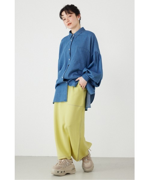 RODEO CROWNS WIDE BOWL（ロデオクラウンズワイドボウル）の「スウェットライクサイドステッチニットスカート（スカート・レディース・ライトイエロー/ブラック/グレー×ホワイト/ライトパープル・FREE）」の11枚目の写真