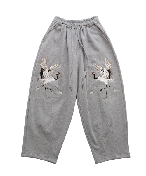 A NOTHING(アナッシング)の「CRANE EMB. H-T SWEAT PANTS (Gray)(スウェットパンツ・レディース・その他・MEDIUM/LARGE)」の1枚目の写真