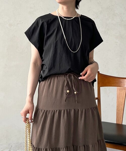 un dix cors(アンディコール)の「前後切り替えプルオーバー(Tシャツ/カットソー・レディース・ブラック/アイボリー・FREE)」の2枚目の写真