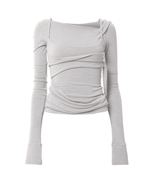 FLAREUP（フレアアップ）の「Layered Bustier Long Sleeve (FL-105_Cloud White)（Tシャツ/カットソー）」