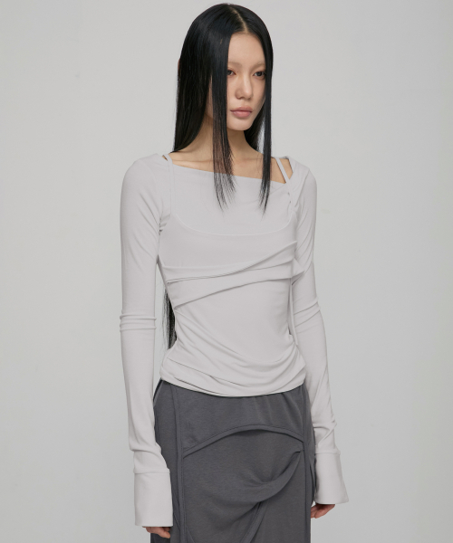 FLAREUP(フレアアップ)の「Layered Bustier Long Sleeve (FL-105_Cloud White)(Tシャツ/カットソー・レディース・ホワイト・OS)」の3枚目の写真