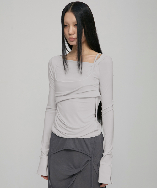 FLAREUP(フレアアップ)の「Layered Bustier Long Sleeve (FL-105_Cloud White)(Tシャツ/カットソー・レディース・ホワイト・OS)」の2枚目の写真