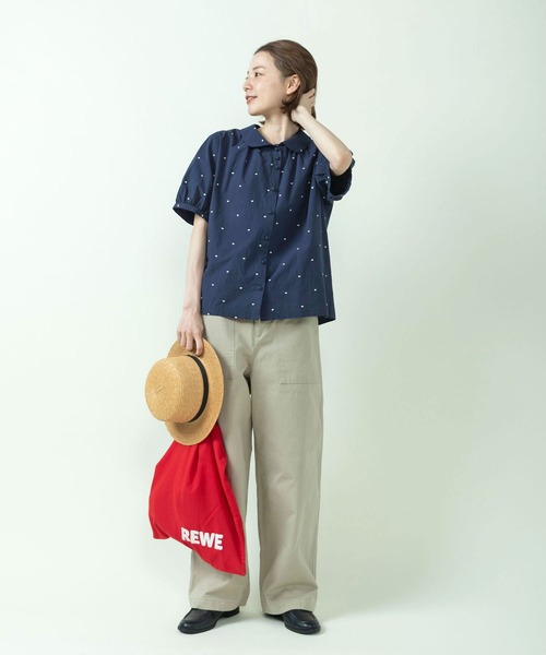 PAR ICI(パーリッシィ)の「DOT刺繍 丸襟ブラウス(セットアップ対応)(シャツ/ブラウス・レディース・ネイビー/アイボリー・FREE)」の9枚目の写真