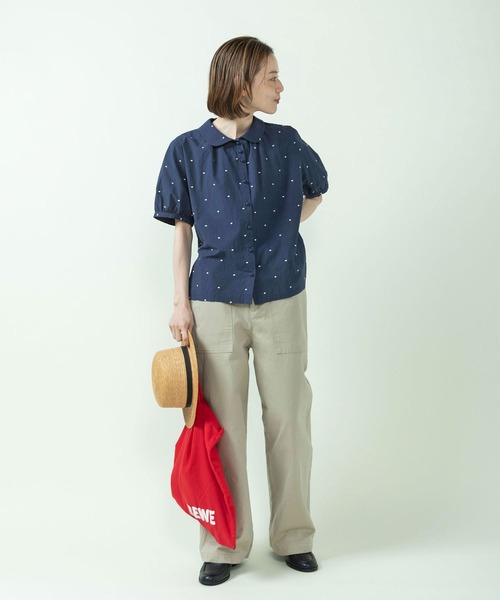 PAR ICI(パーリッシィ)の「DOT刺繍 丸襟ブラウス(セットアップ対応)(シャツ/ブラウス・レディース・ネイビー/アイボリー・FREE)」の10枚目の写真