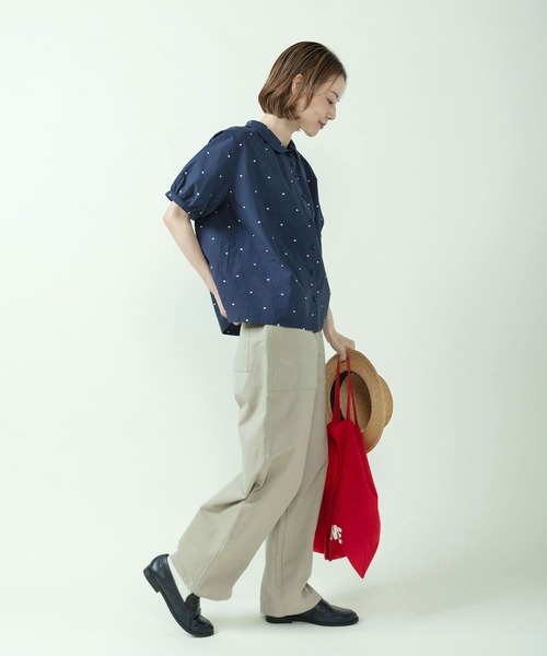 PAR ICI(パーリッシィ)の「DOT刺繍 丸襟ブラウス(セットアップ対応)(シャツ/ブラウス・レディース・ネイビー/アイボリー・FREE)」の12枚目の写真